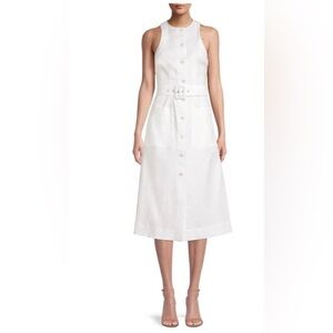 Ted Baker NWT Jacinta belted linen blend midi white dress